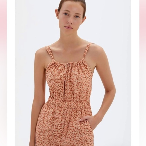 Jonathan Simkhai NWT Serenity Brown Textured Dot Jumpsuit XS Revolve Resortwear - Picture 2 of 16